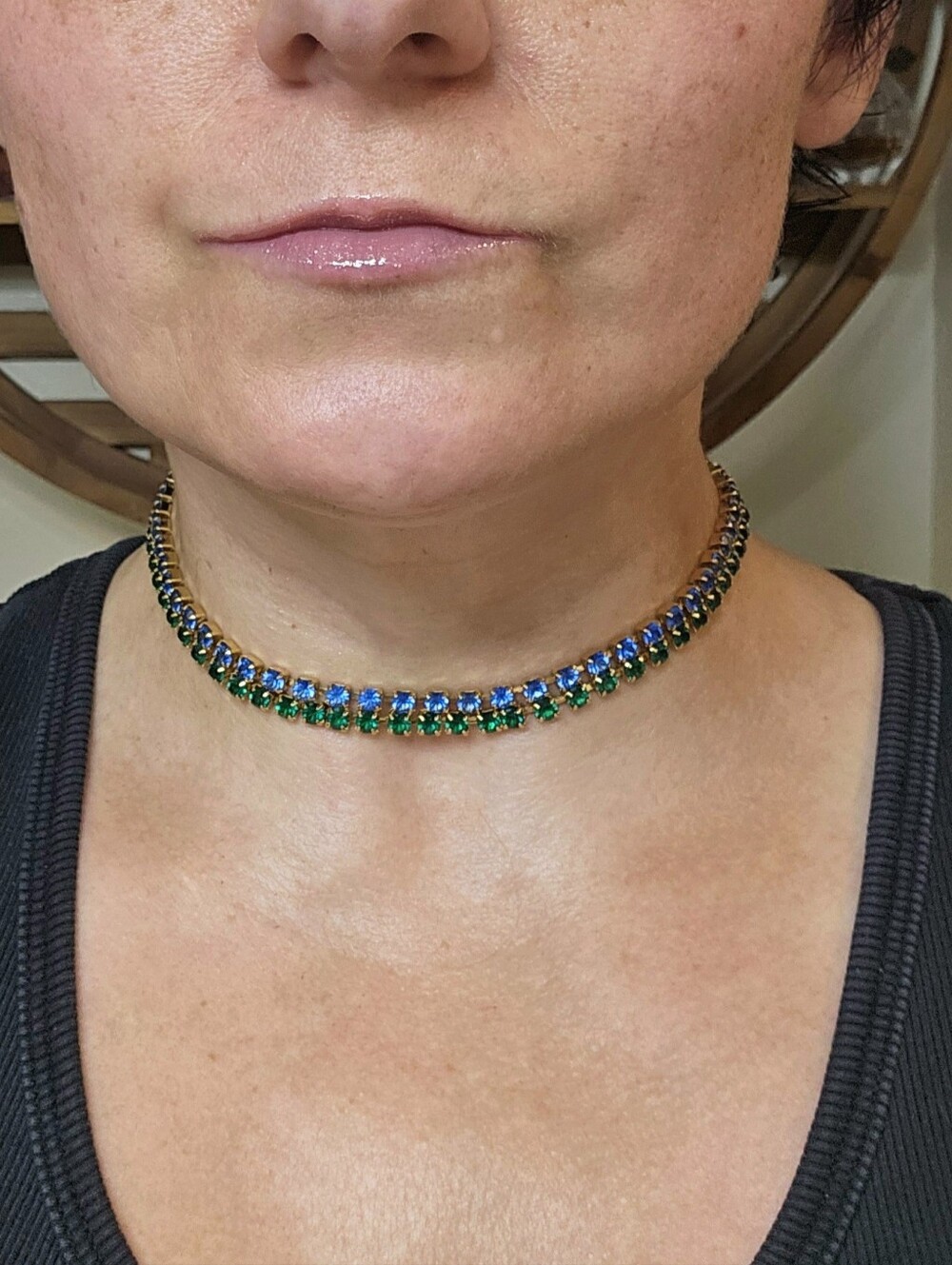 Vintage © Monet Double-Strand Rhinestone Choker Necklace - Picture 2 of 10